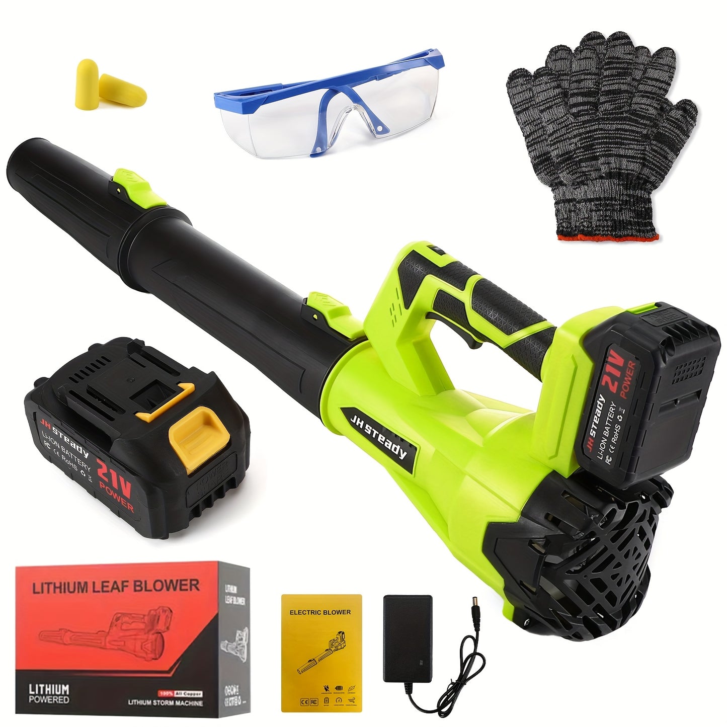 High Power Cordless Leaf Blower With 4.0Ah Batteries, 580CFM/160MPH, 6 Speed Levels & Extension Nozzle