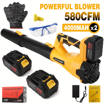 High Power Cordless Leaf Blower With 4.0Ah Batteries, 580CFM/160MPH, 6 Speed Levels & Extension Nozzle