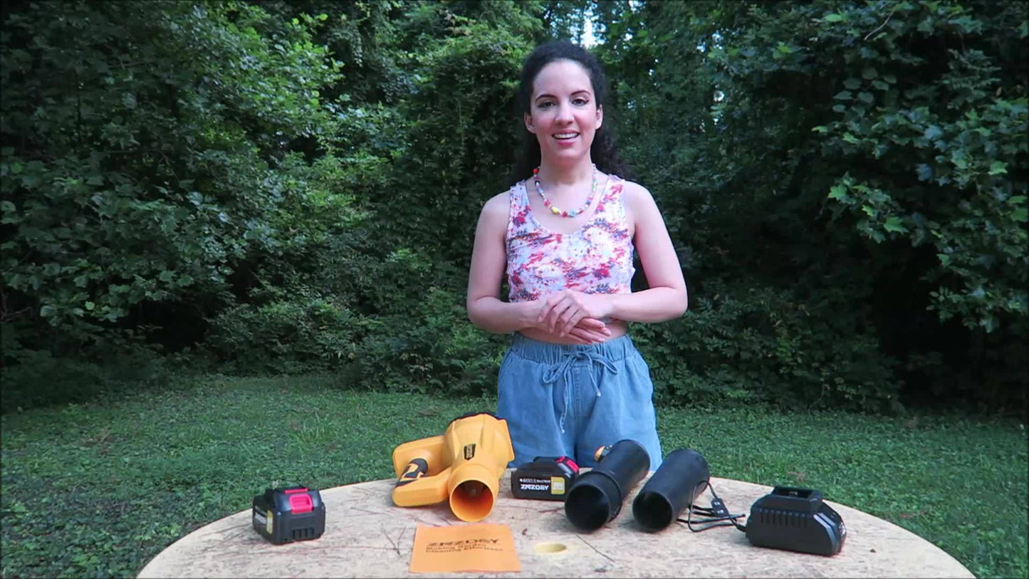 High Power Cordless Leaf Blower with 4.0Ah Batteries, 6 Speed Levels & Extension Nozzle