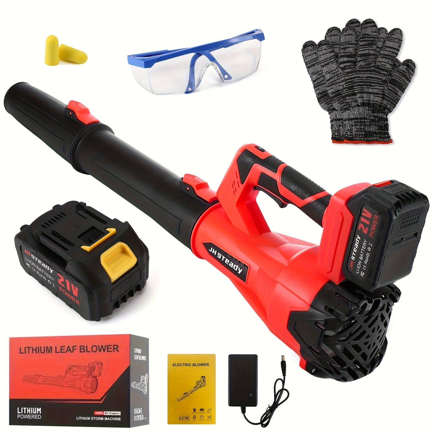 High Power Cordless Leaf Blower With 4.0Ah Batteries, 580CFM/160MPH, 6 Speed Levels & Extension Nozzle