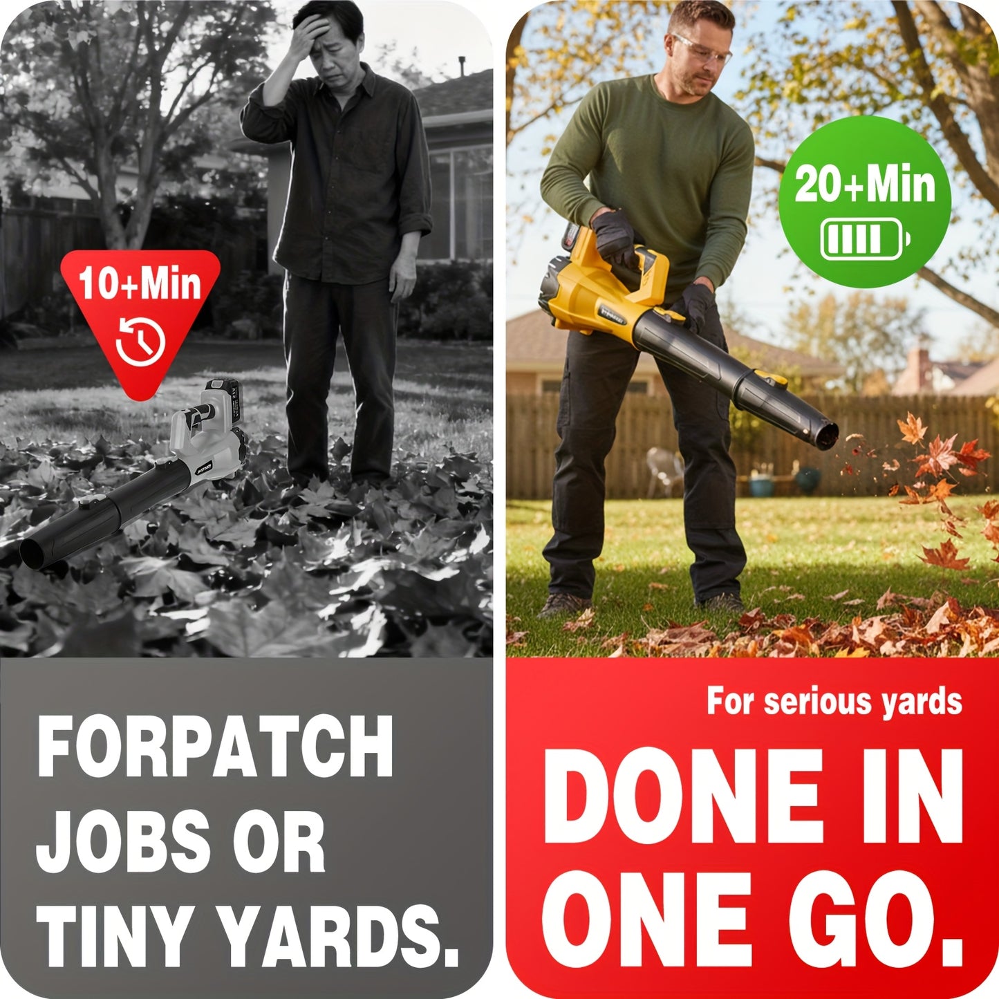 High Power Cordless Leaf Blower With 4.0Ah Batteries, 580CFM/160MPH, 6 Speed Levels & Extension Nozzle