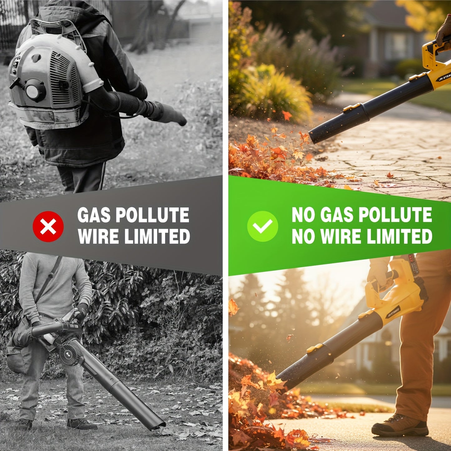 High Power Cordless Leaf Blower With 4.0Ah Batteries, 580CFM/160MPH, 6 Speed Levels & Extension Nozzle