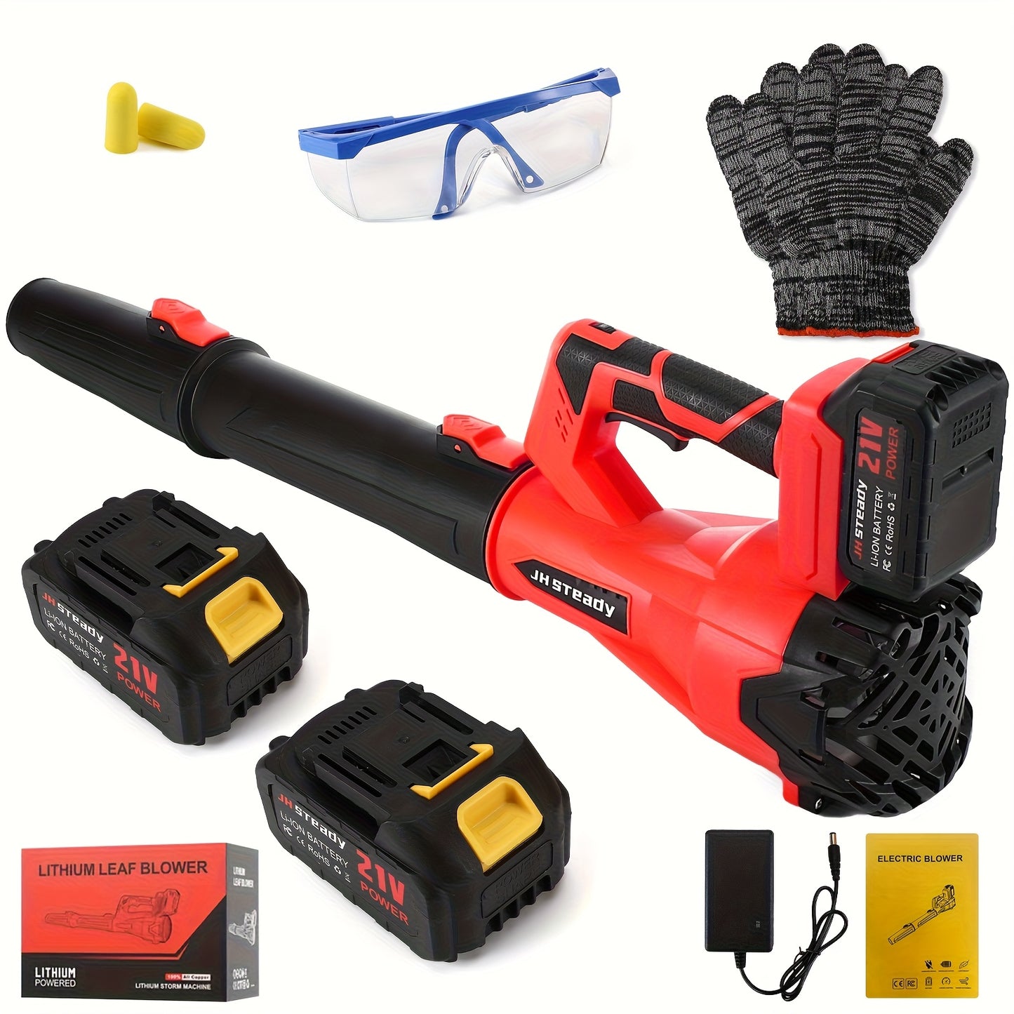 High Power Cordless Leaf Blower With 4.0Ah Batteries, 580CFM/160MPH, 6 Speed Levels & Extension Nozzle